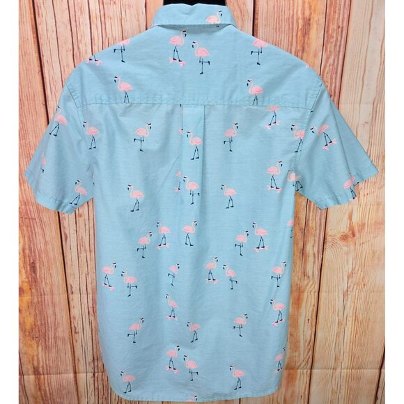 Party Pants Mens Flamingo Print Cabana Shirt Medium - Picture 2 of 8